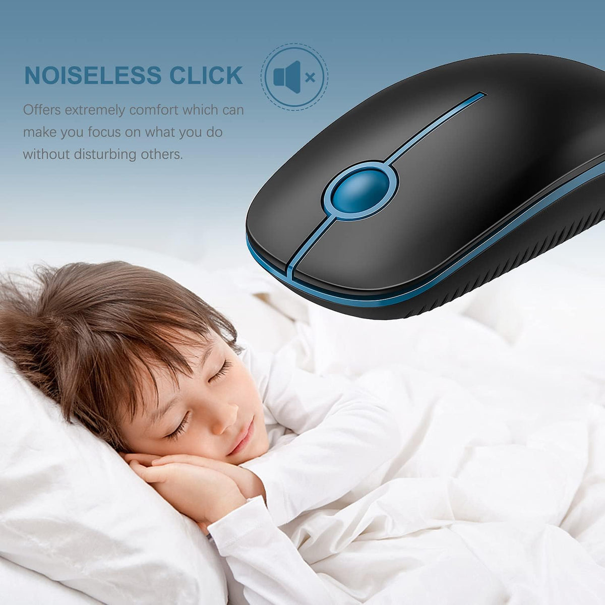 Wireless Mouse, Vssoplor 2.4G Slim Portable Computer Mice with Nano Receiver for Notebook, PC, Laptop, Computer (Black and Gray) - PuriLite