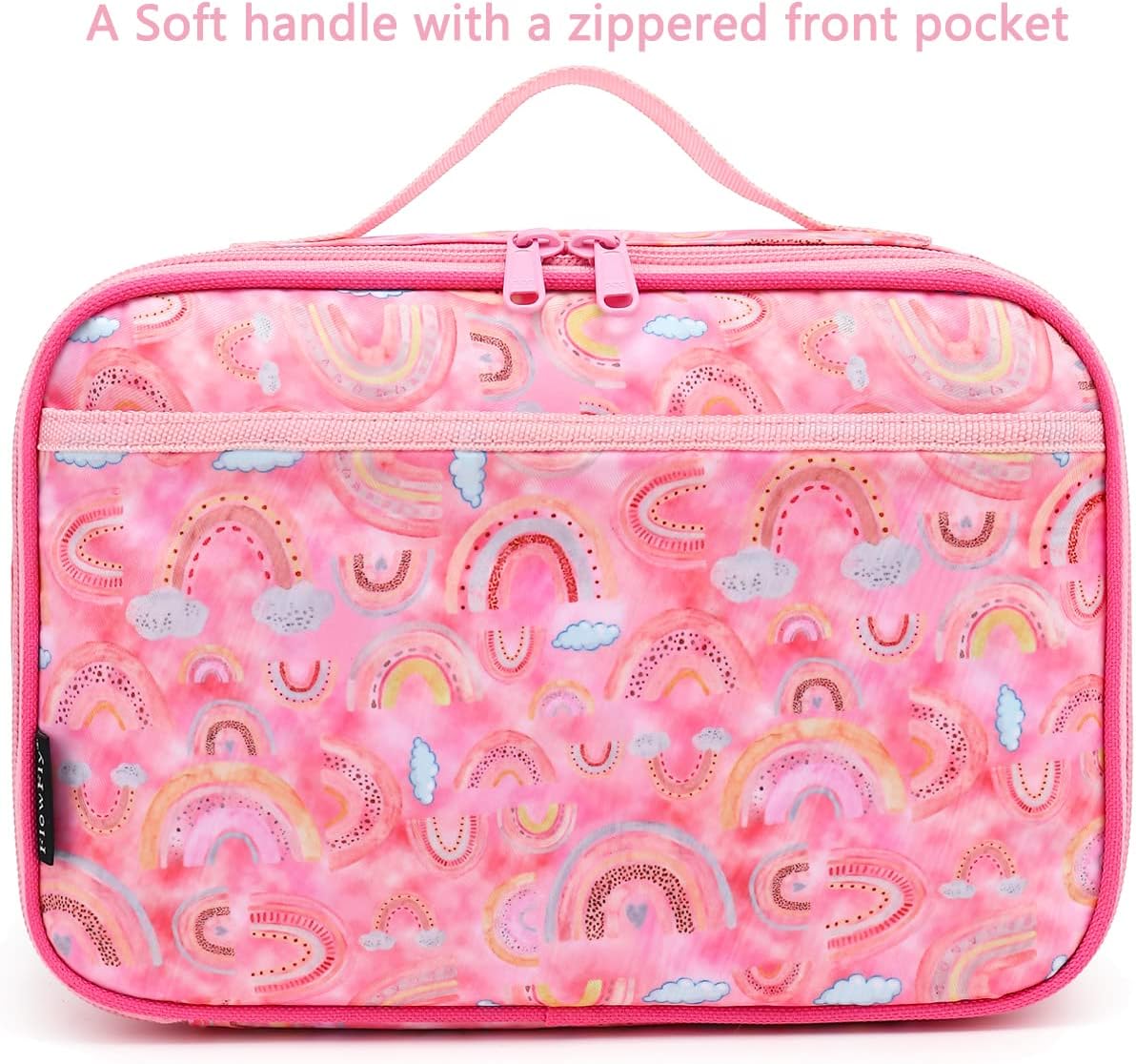 FlowFly Kids Lunch Box Insulated Soft Bag Mini Cooler Back to School Thermal Meal Tote Kit for Girls, Boys, Black - PuriLite