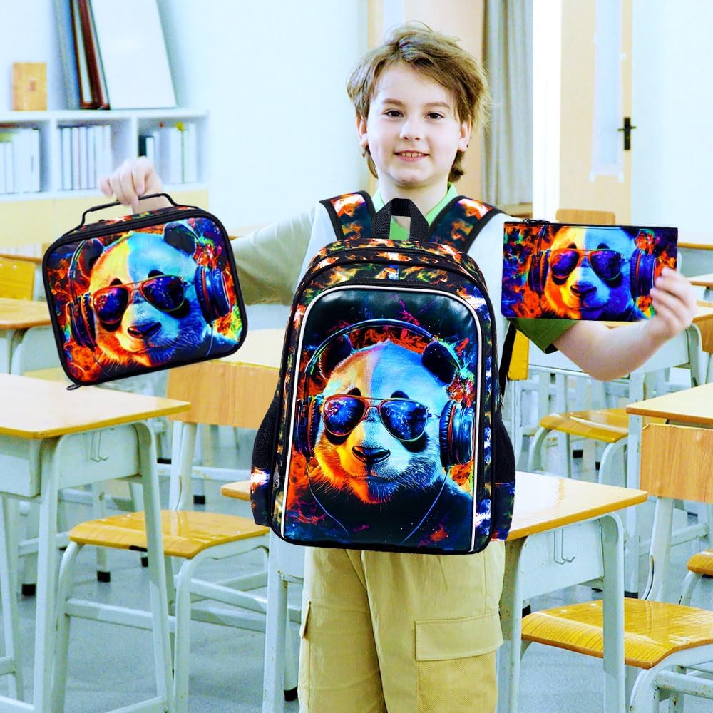 3pcs Backpack for Boys and Girls, 16” Kids Kindergarten Bookbag with Lunch Box, Cute Elementary Backpacks for Boy Girl - PuriLite
