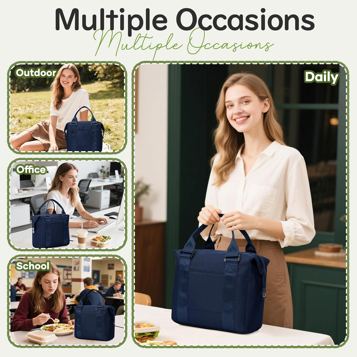 Lunch Bag Insulated Lunch Box Leakproof Lunch Tote Bags for Women Men,Portable Thermal Cooler Bag Lunch Containers with Shoulder Strap for Work, Family, Picnic, School, Outdoor,BBQ C2-Pinkpurple - PuriLite