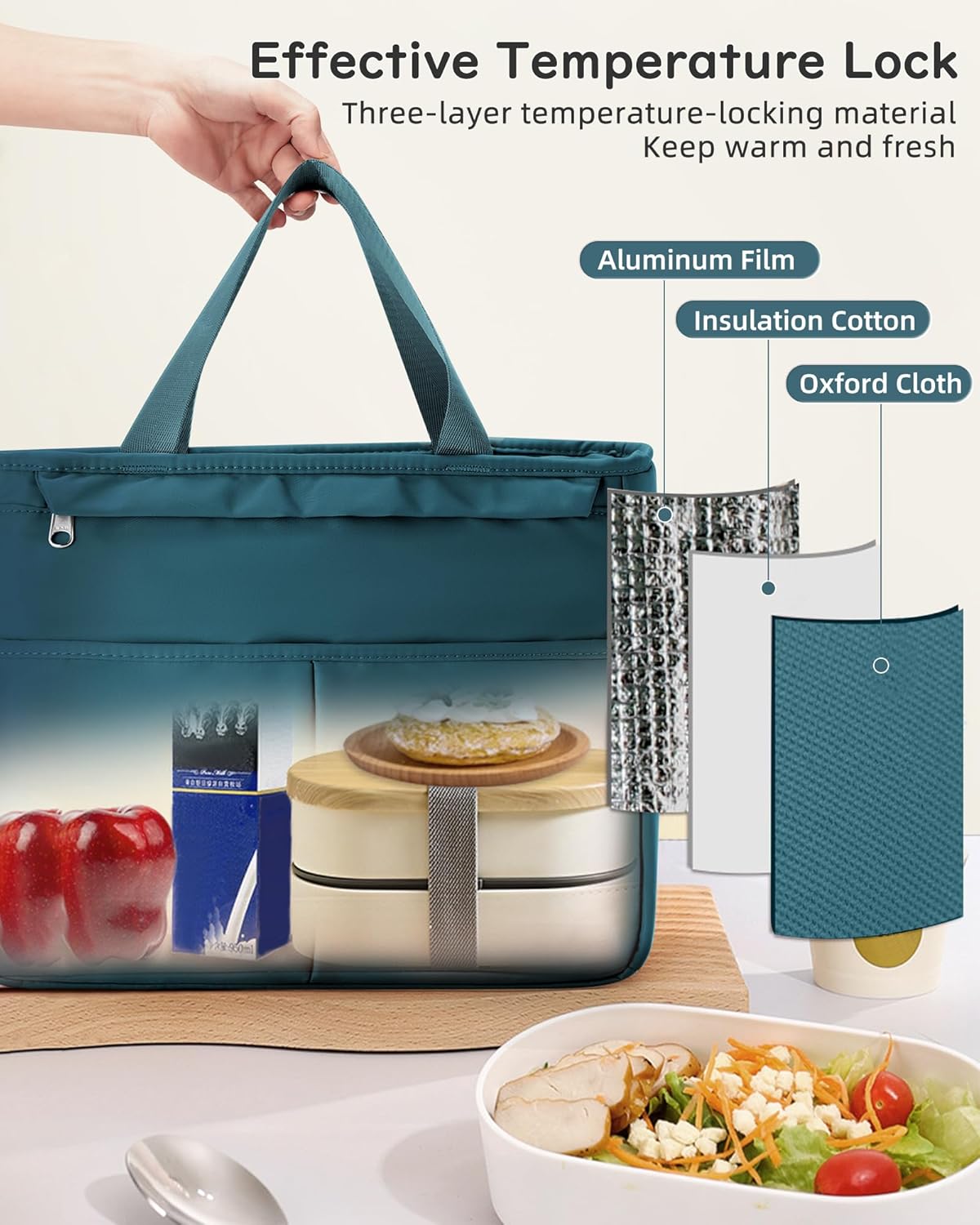 Lunch Bag Insulated Lunch Box Leakproof Lunch Tote Bags for Women Men,Portable Thermal Cooler Bag Lunch Containers with Shoulder Strap for Work, Family, Picnic, School, Outdoor,BBQ C2-Pinkpurple - PuriLite