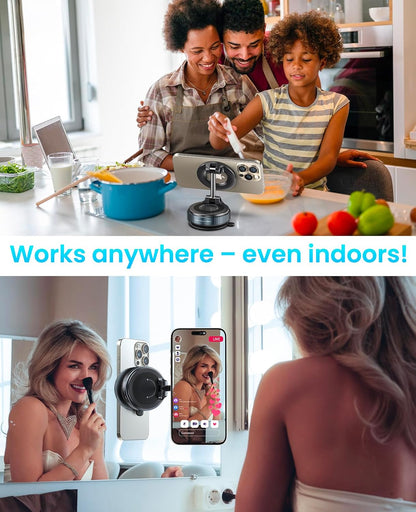 Jononser Vacuum Magnetic Suction Cup Phone Mount for Magsafe, 360° Adjustable Magnetic Phone Holder, Pocket Size Foldable Portable Cell Phone Holders for Your Car for All Smartphones & All Car Models - PuriLite