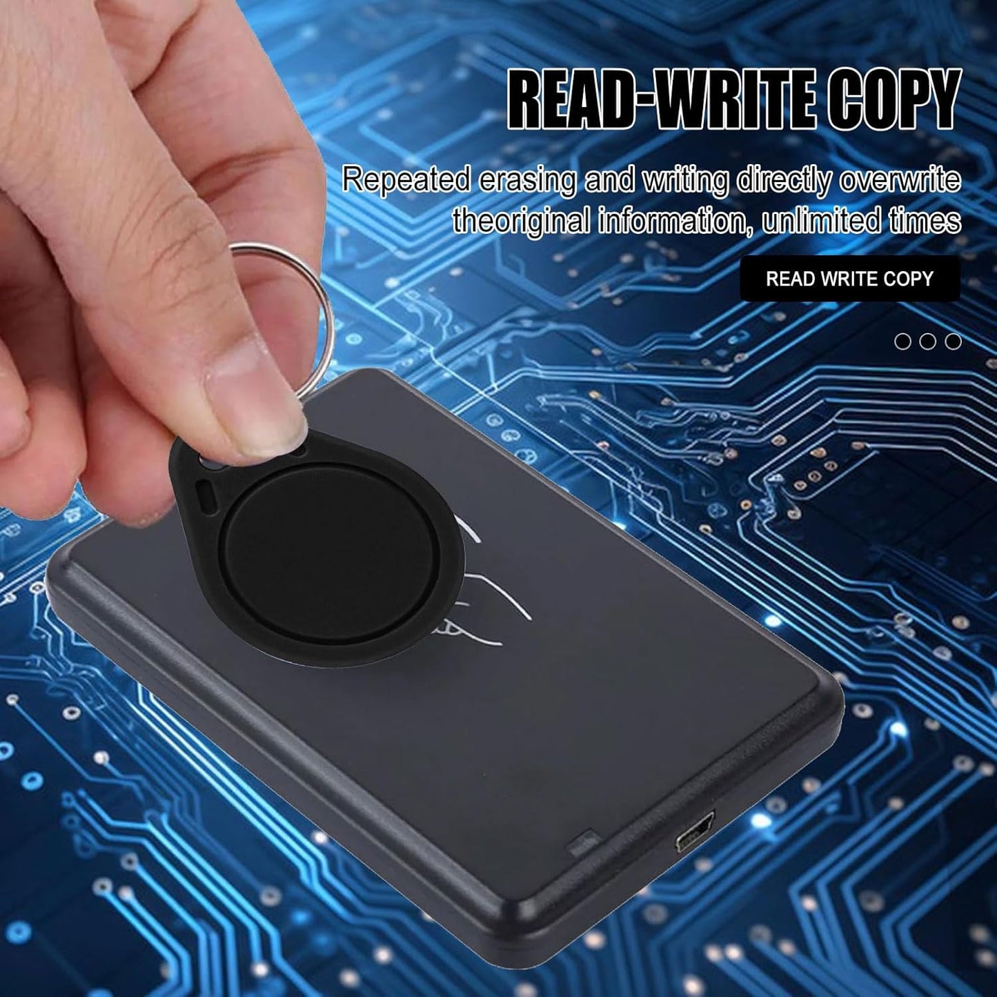 RFID Key Fobs 125KHz 50 PCS, T5577 Proximity ID Tag Rewritable Keypad Card Door Lock Entry Access Control System Fob Tag Wholesale (Black) - PuriLite