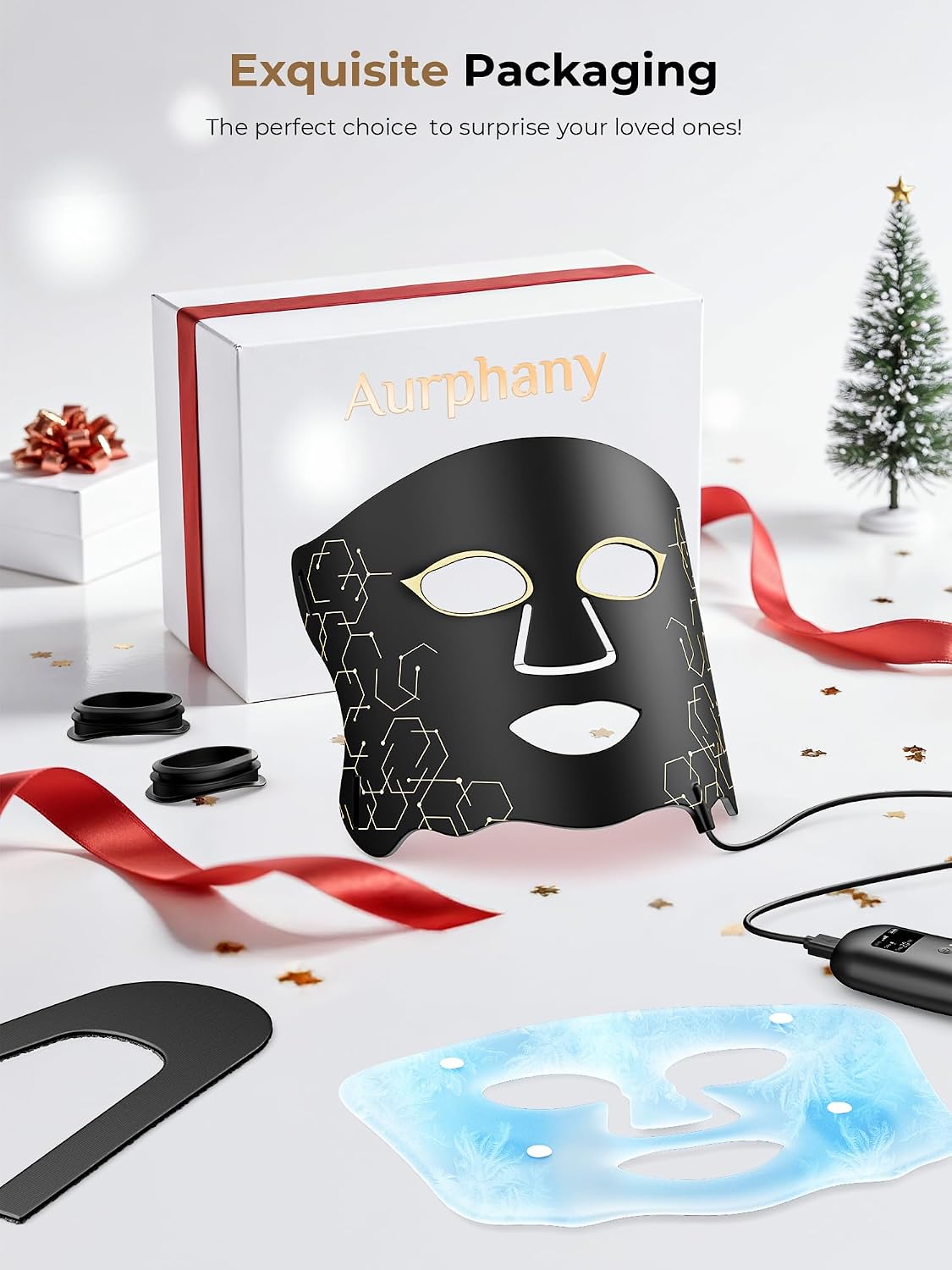 LED Light Therapy Mask (E106A) for Face with high-frequency laser, LED Light Therapy Mask with Adjustable Brightness and Timer, Soft Silicone Red Light Therapy Mask for Wrinkle & Acne Treatment Home & Travel, Black