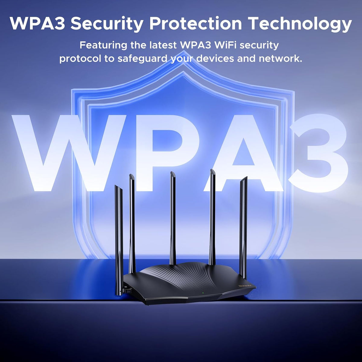 Tenda AX3000 WiFi 6 Gaming Router Dual Band Gigabit Wireless Router for Home, Long Range Coverage with 5 * 6dBi High-Gain Antennas, High Speed with 4 Gigabit Ports, Support WPA3, VPN(RX12Pro) - PuriLite