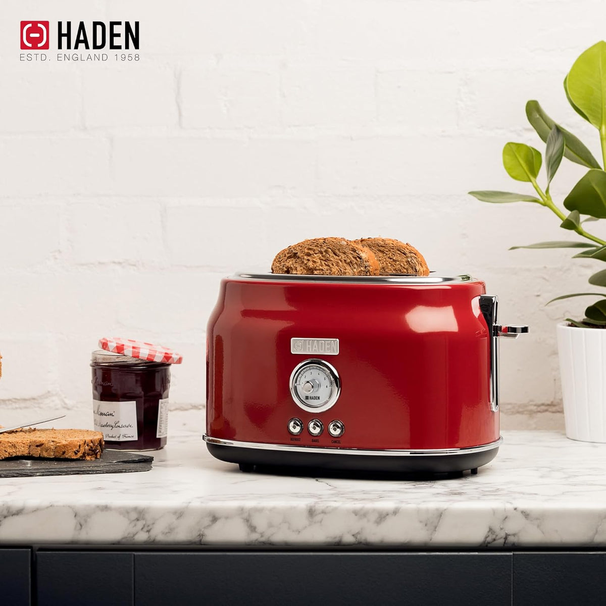 Haden Dorset 75083 Stainless Steel 1500W Retro Toaster 4 Slice Wide Slot w/Removable Crumb Tray and Settings, Black/Copper Toasters w/Adjustable Browning Control, Smart Toaster - PuriLite