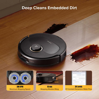 roborock Qrevo S5V Robot Vacuum and Mop, FlexiArm Edge Mopping, 12,000Pa Suction, Smart Obstacle Avoidance, Dual Anti-Tangle Brushes, 10mm Mop Lifting, Auto Mop Washing&Drying, Self-Emptying&Refilling - PuriLite