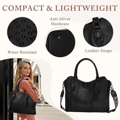 Hobo Bags for Women,VASCHY Vegan Leather Handbag Purse Top Handle Satchel Boho Shoulder Bag with Crossbody Guitar Strap - PuriLite
