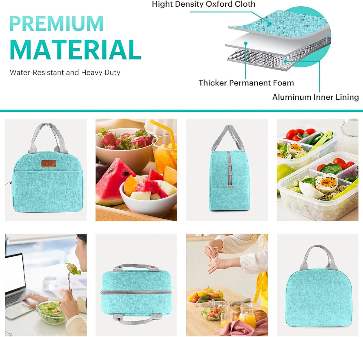 Lunch Bag for Women & Men Adult Insulated Lunch Box, Small Leakproof Cooler Food Lunch Containers Reusable High Capacity Lunch Tote Bags for Work, Travel, Outdoor - PuriLite