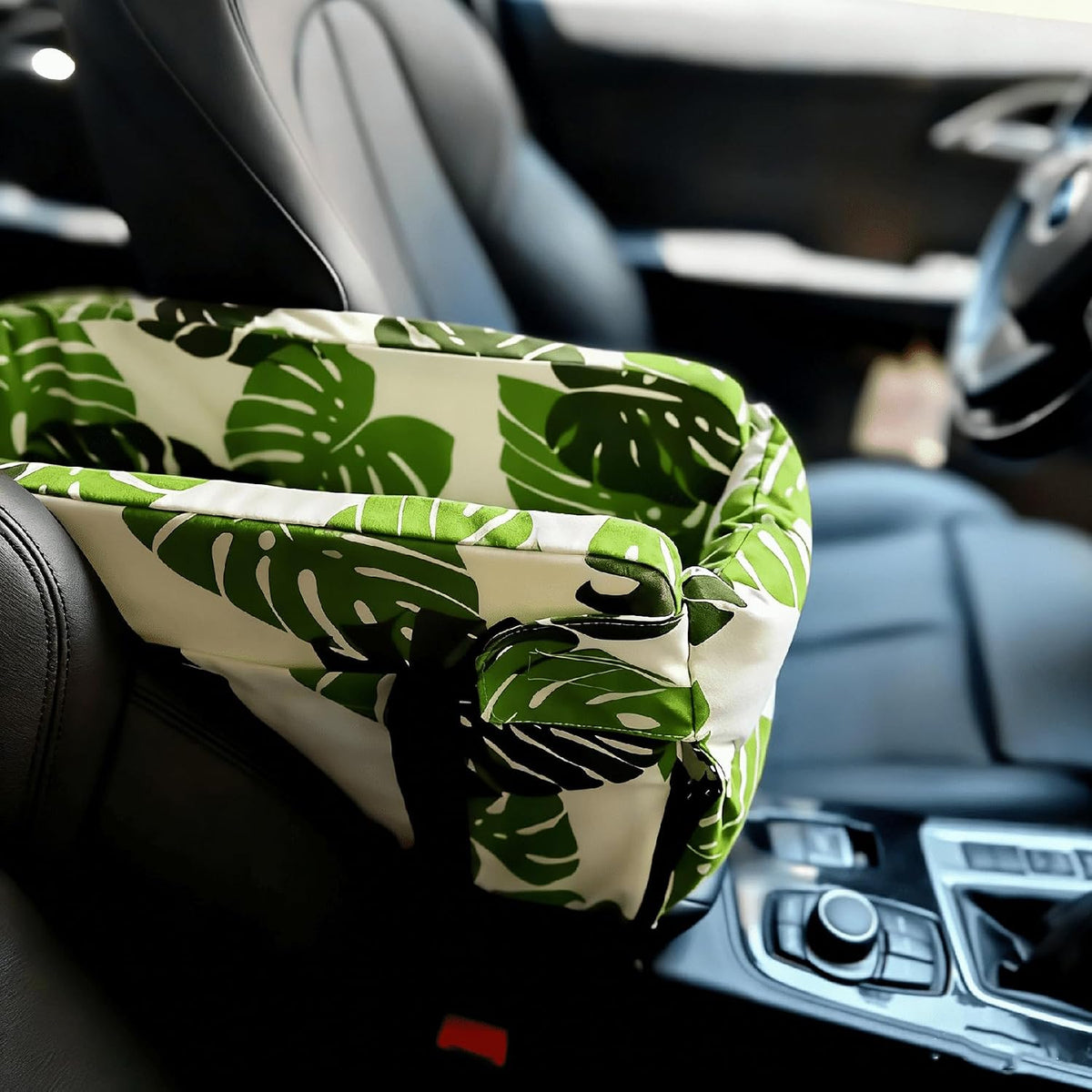 Console Dog Seat for Tesla Model 3 2017-2026, Pet Booster, Automotive Car Bed, Cat Soft-Sided Carrier, Portable Vehicle Travel Bag Green
