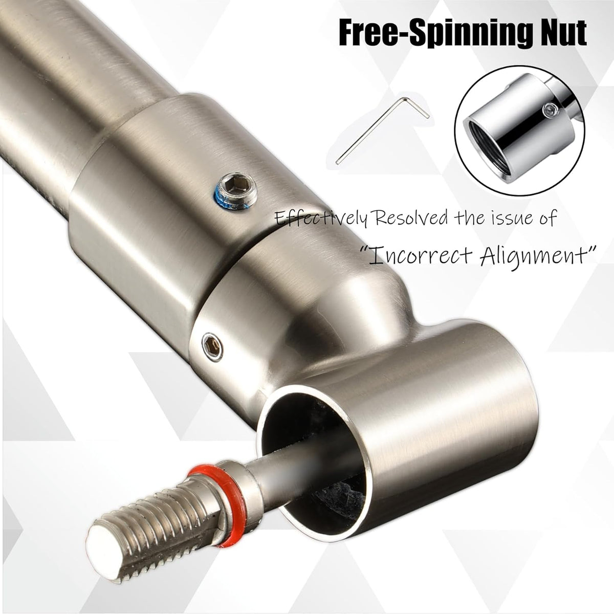 Shower Head Extension Arm, 6 Inch Adjustable Shower Arm Extender for Handheld/Fixed/Rain Shower Head, All Metal Showerhead Arm with G1/2 Universal Connector, Easy Installation, Brushed Nickel - PuriLite