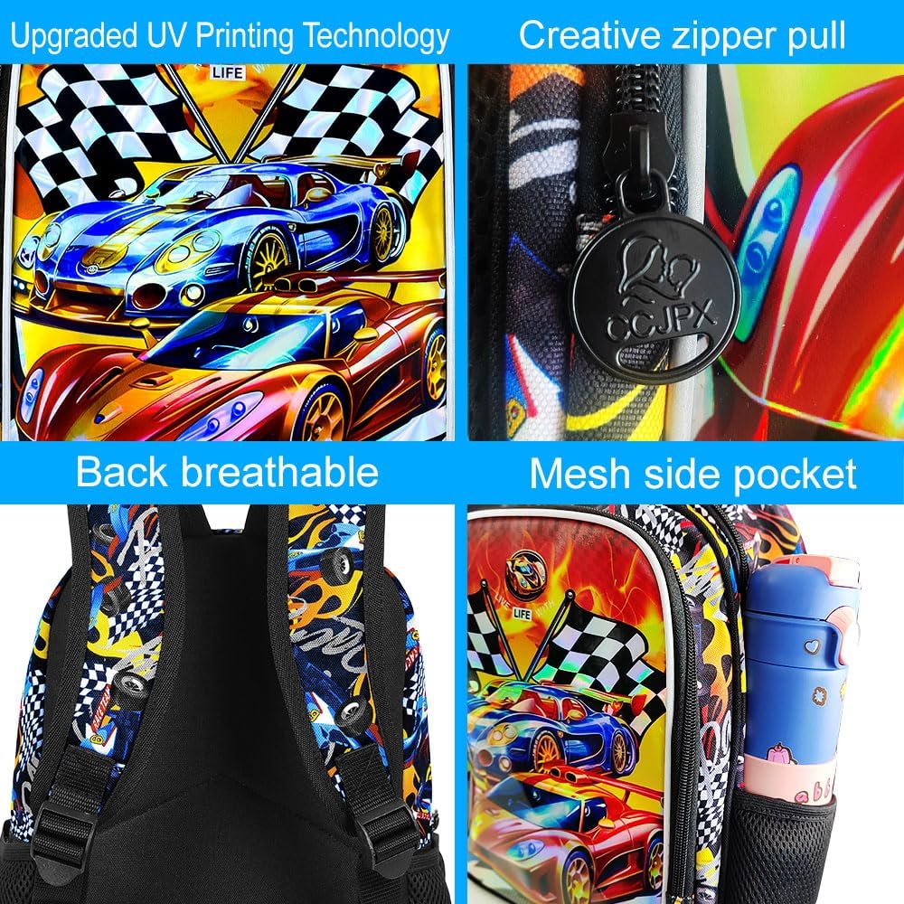 3pcs Backpack for Boys and Girls, 16” Kids Kindergarten Bookbag with Lunch Box, Cute Elementary Backpacks for Boy Girl - PuriLite