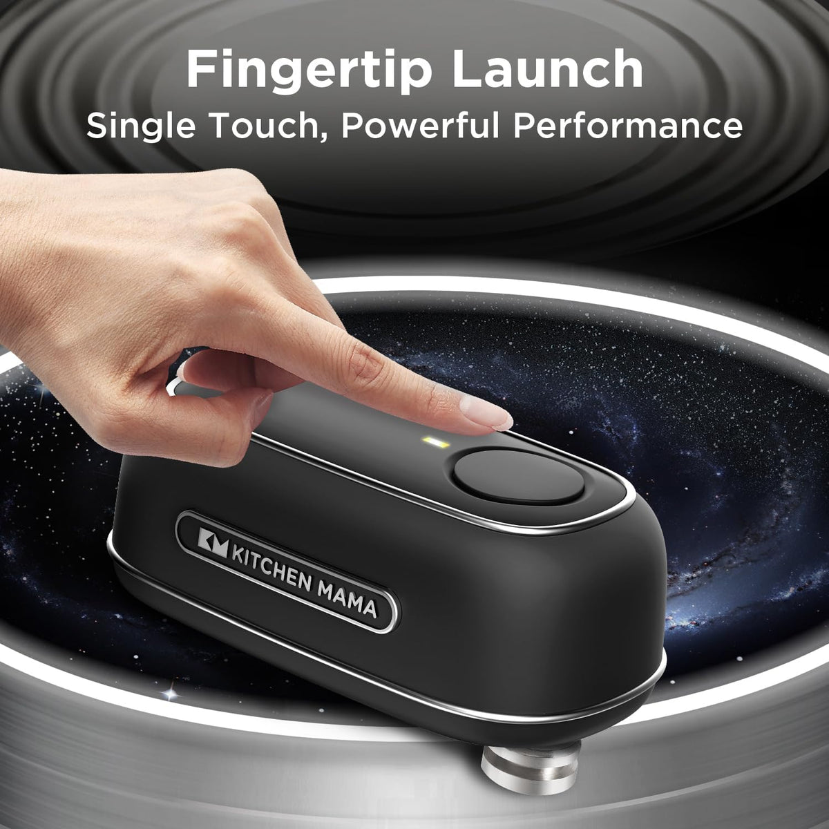 Kitchen Mama Orbit One Stainless Steel Rechargeable Electric Can Opener: Hands-Free, USB-C Charging, Automatic Stop, Smooth Edge, Safety, Blade for Large Cans, Heavy Duty, Soda Can and Pop Can - PuriLite