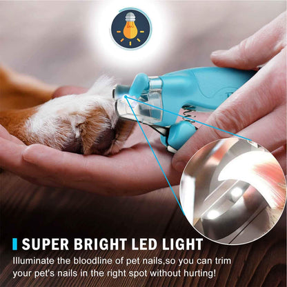 Pet Nail Clipper with LED Light for Dogs & Cats, Rechargeable Nails & Claws Trimmer Grooming, Safe Professional Trimming Tool with Nail Trapper & Free Nail File, Quick-Sensor Razor Sharp Blades - PuriLite