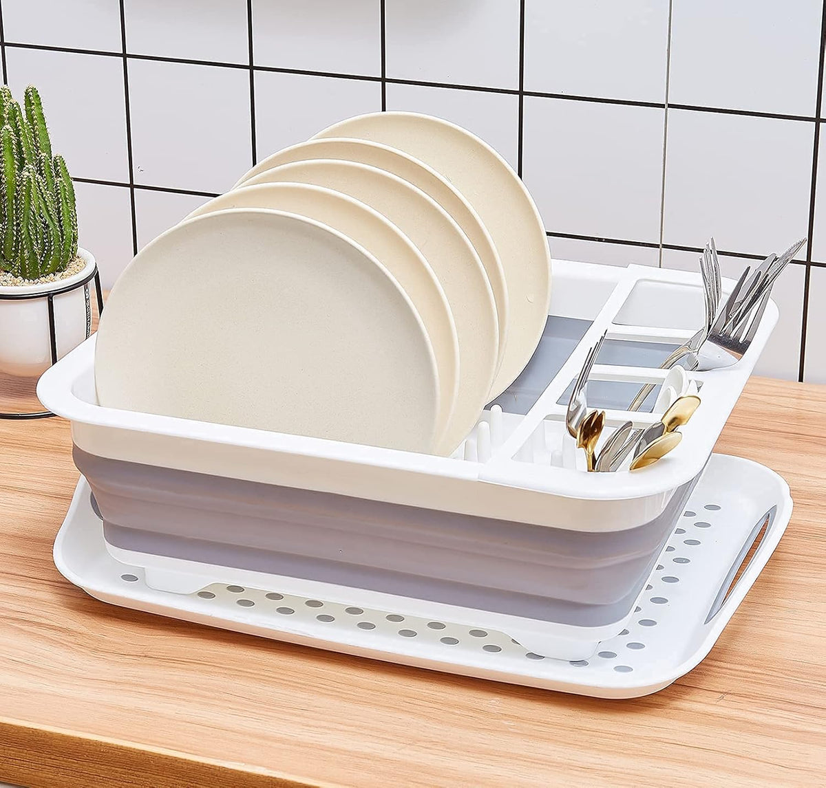 Collapsible Dish Drying Rack with Drainboard – Foldable Portable Dish Drainer for Kitchen, RV, Camping and Travel - PuriLite