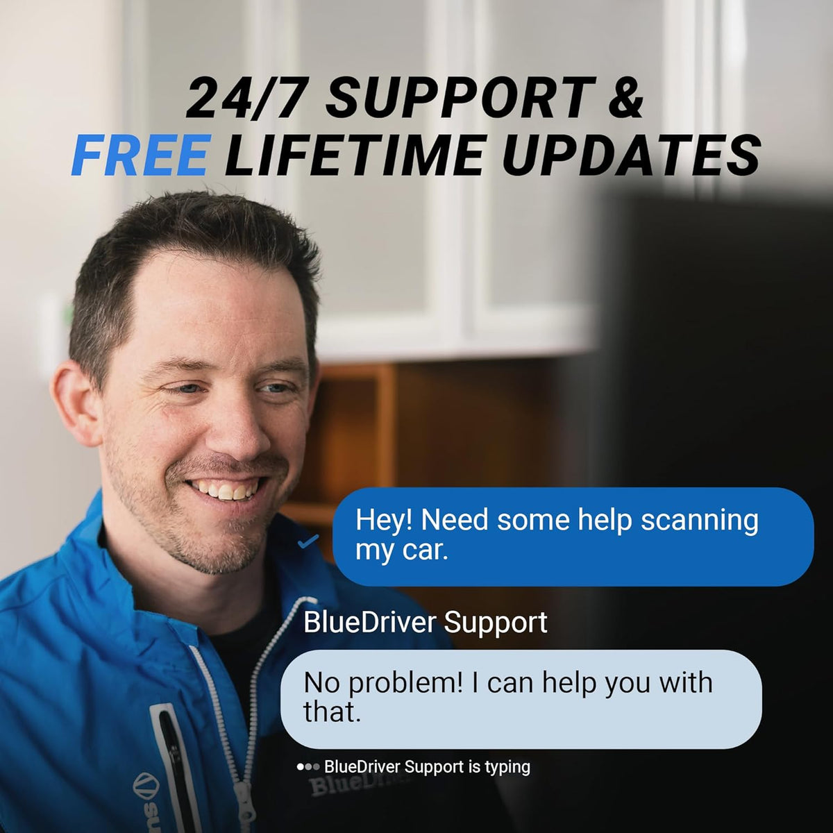 BlueDriver Bluetooth Pro OBDII Scan Tool for iPhone & Android - No Subscription Fee - OBD2 Car Scanner and Code Reader - Diagnose Check Engine, ABS, SRS, Airbag & 7000+ Issues on Vehicles 1996+ - PuriLite