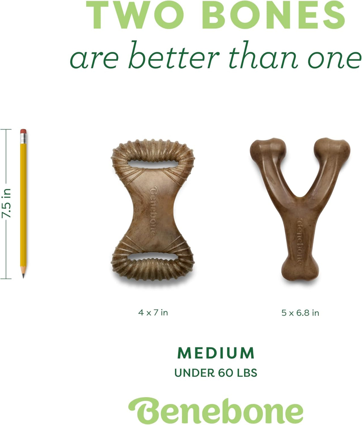 Benebone 4-Pack Durable Dog Chew Toys for Aggressive Chewers, Real Flavors, Made in USA, Medium - PuriLite
