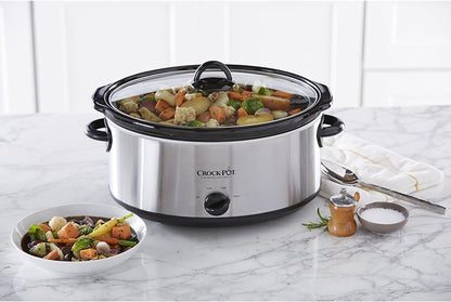 Crock-Pot 7-Quart Oval Manual Slow Cooker | Stainless Steel (SCV700-S-BR) - PuriLite