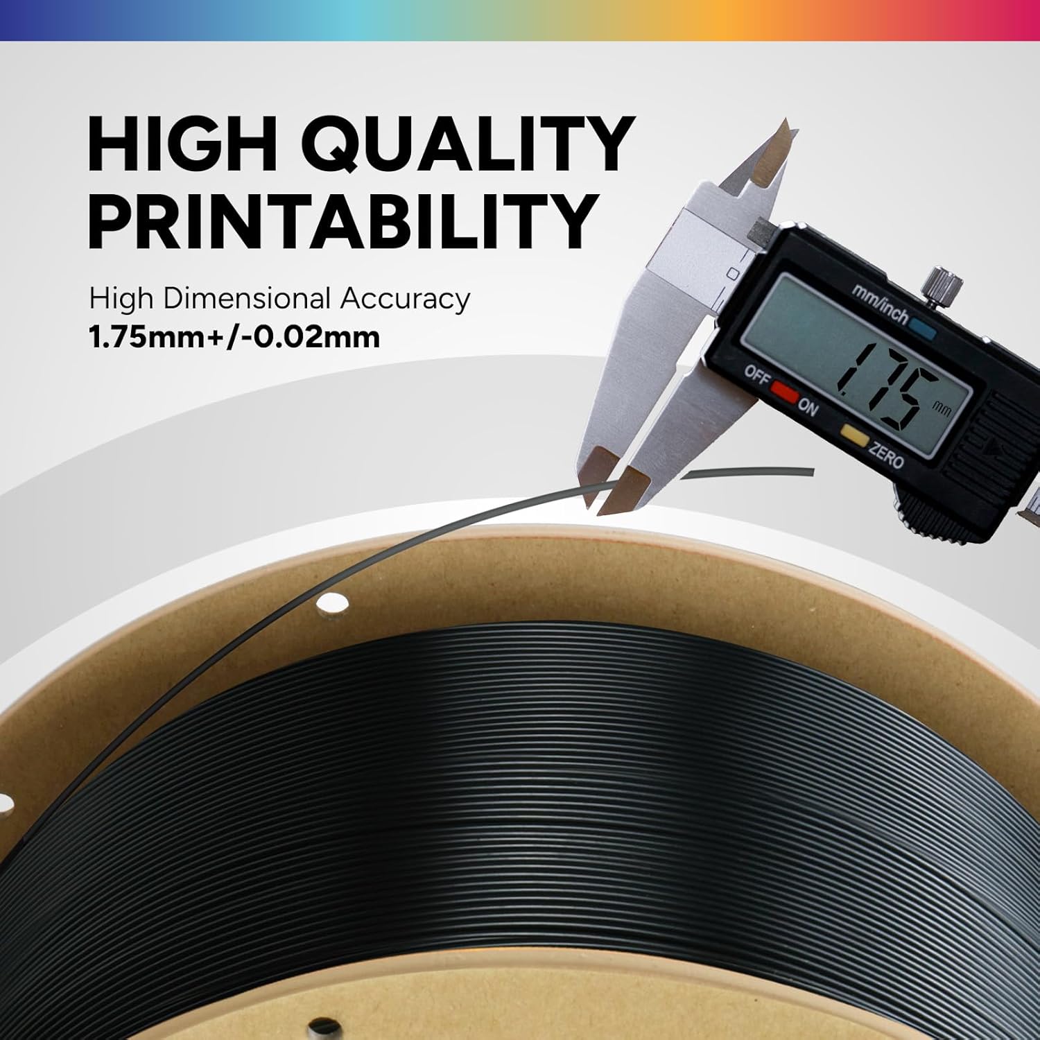 OVERTURE PLA Filament 1.75mm PLA 3D Printer Filament, 1kg Cardboard Spool (2.2lbs), Dimensional Accuracy +/- 0.02mm, Fit Most FDM Printer (Black 1-Pack) - PuriLite
