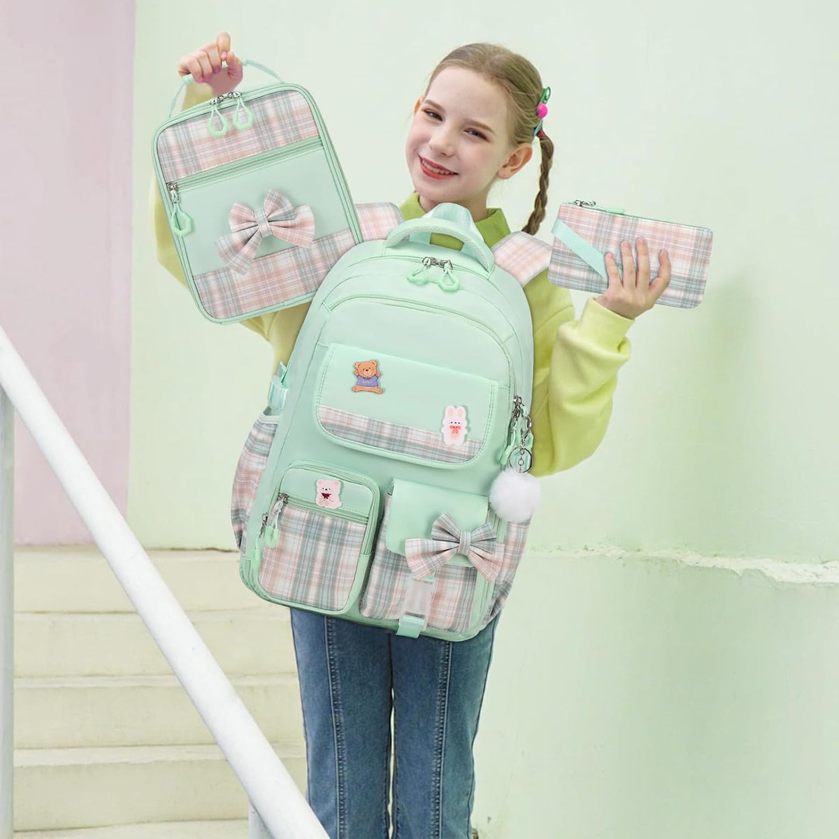 ACESAK Girls Backpack - 3PCS Backpack for Girls Cute School Backpacks for Girls Kindergarten - PuriLite
