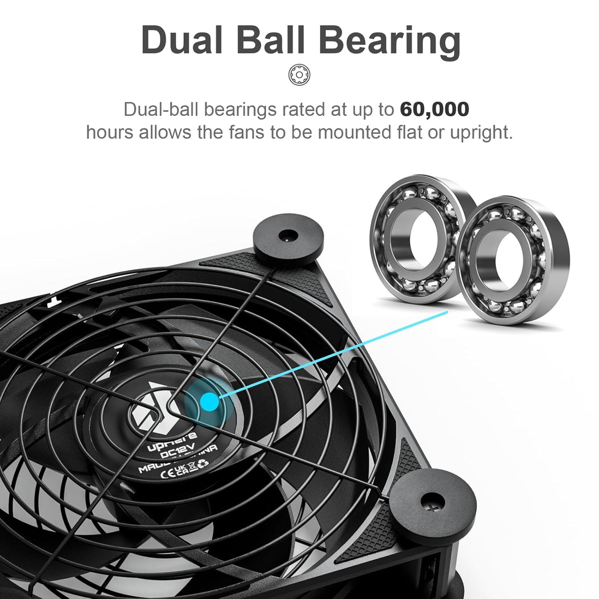 upHere Big Airflow 2 x 120mm x 25mm Computer Fan with AC Plug Cabinet Fan 100V 240V AC Power Supply,DC 12V 5 Speed Controller, for Router Mining Machine Chassis Server Workstation Cooling - PuriLite