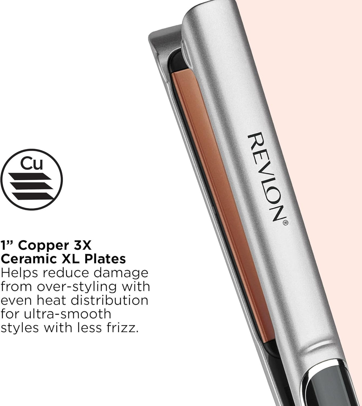 Revlon Salon Straightening and Curling Copper Flat Iron, 1 Inch - PuriLite