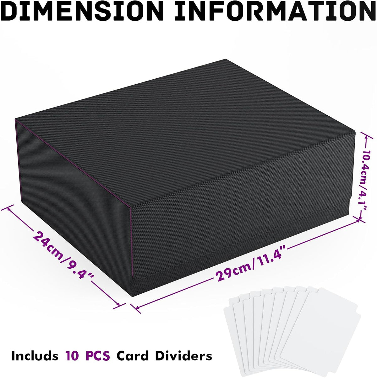 ZLCA Card Storage Box for MTG PTCG, Commander Deck Box Holds 3000+ Cards, Card Storage Case with 4 Stoppers, Card Organizer for TCG Sport Cards (Black) - PuriLite