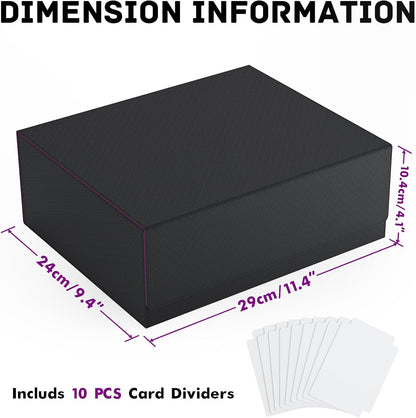 ZLCA Card Storage Box for MTG PTCG, Commander Deck Box Holds 3000+ Cards, Card Storage Case with 4 Stoppers, Card Organizer for TCG Sport Cards (Black) - PuriLite