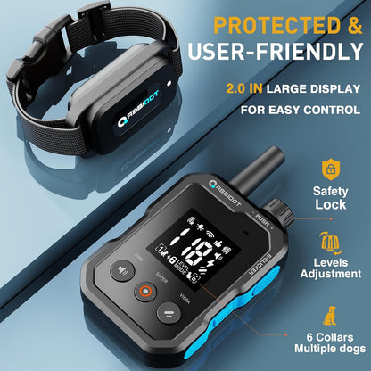 ABBIDOT Shock Collar - 4500ft Range Dog Training Collar, Super Mode, E-Clicker, Night Light, Safety Lock, Waterproof & Rechargeable E Collar for Small to Large Dogs (10-130 lbs) - PuriLite