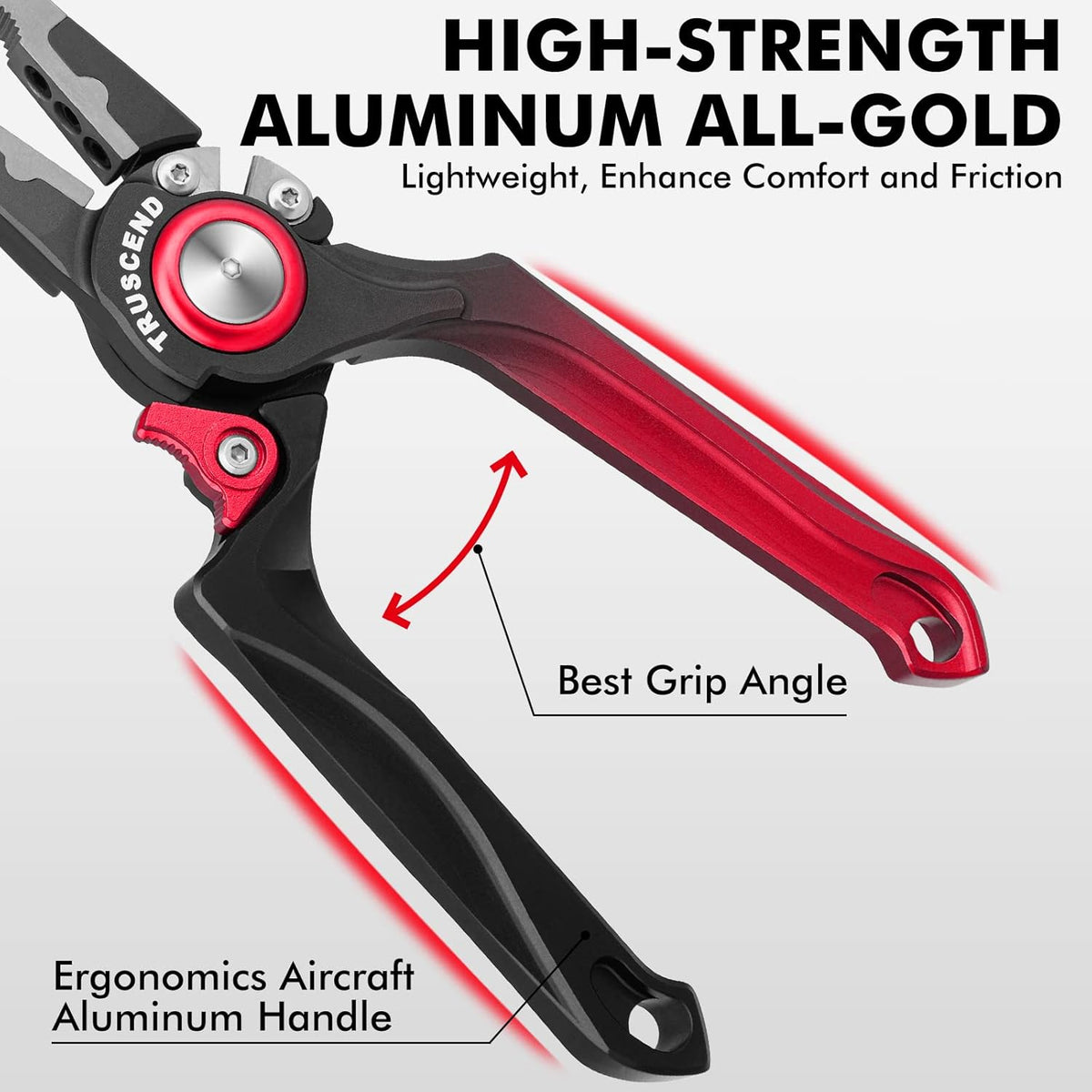 TRUSCEND Lockable Handy Fishing Pliers with Innovative Ergonomic Handle, Saltwater Corrosion Resistant Teflon Coated Fishing Tool, Multi-Function Fishing Gear with Mo-V Cutter, Amazing Fishing Gift - PuriLite