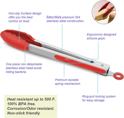 Purilite Select Silicone &amp; Stainless Steel Kitchen Tongs - PuriLite