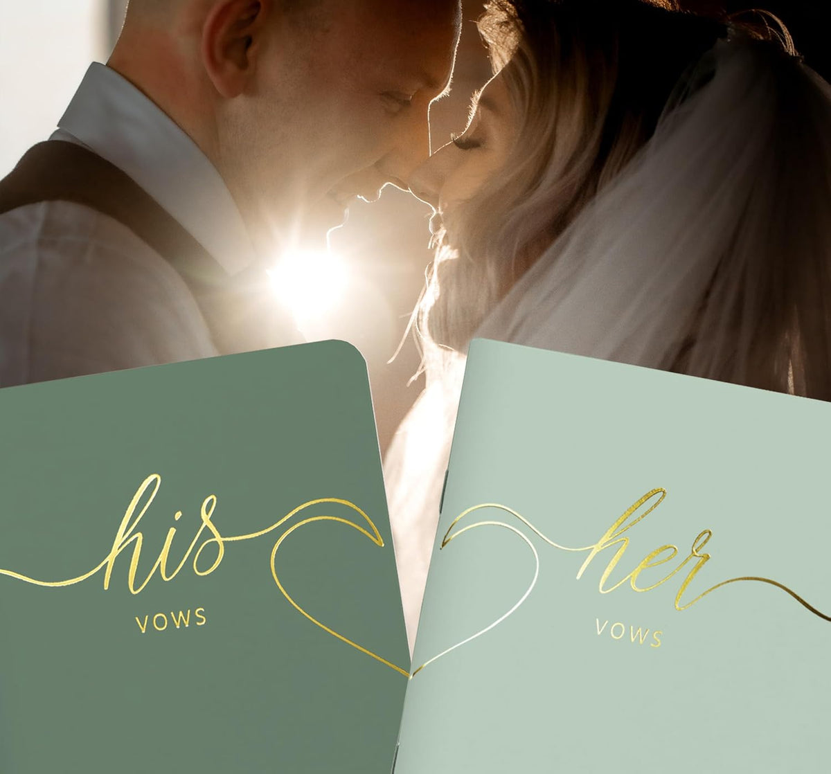 LSSH GmbH Vow Books - His and Hers Wedding Essentials, 28 Pages, 5.5" X 4" (Dark Green & Sage) - PuriLite