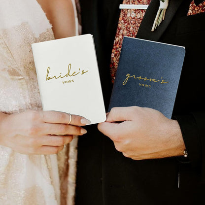 WeddingGiftsWedding Vow Books His and Hers Soft Touch Gold Foil Engraving Vow Books Wedding Essentials Wedding Accessories(TR-HH-Black) - PuriLite