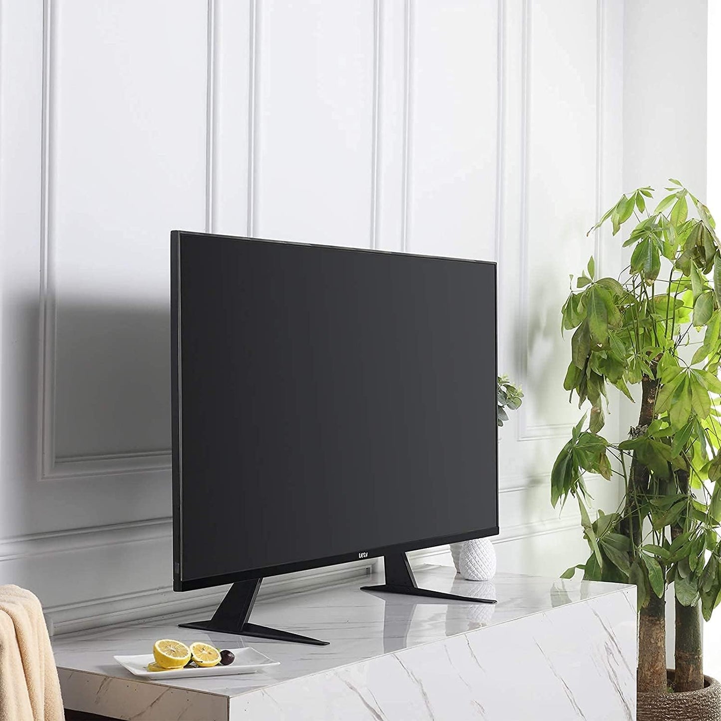 Suptek Universal TV Stands, Table Top TV Stand, Pedestal TV Stand for Most 17"-55" Screens, Height Adjustable TV Base Stand with Tempered Glass Base and Wire Management, Hold up to 40kg, VESA 75/400mm - PuriLite