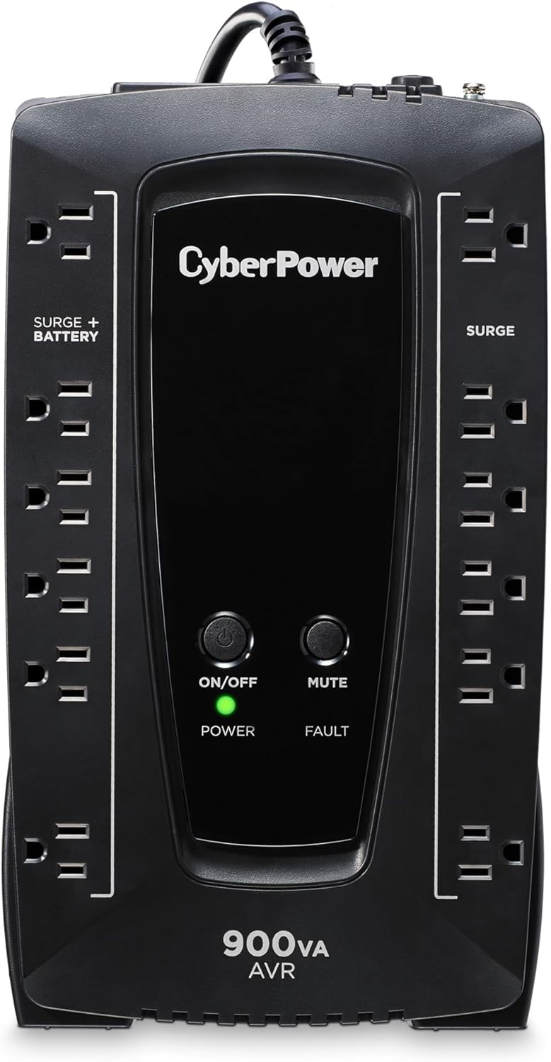CyberPower AVRG900LCD Intelligent LCD UPS System, 900VA/480W, 12 Outlets, AVR, Compact - PuriLite