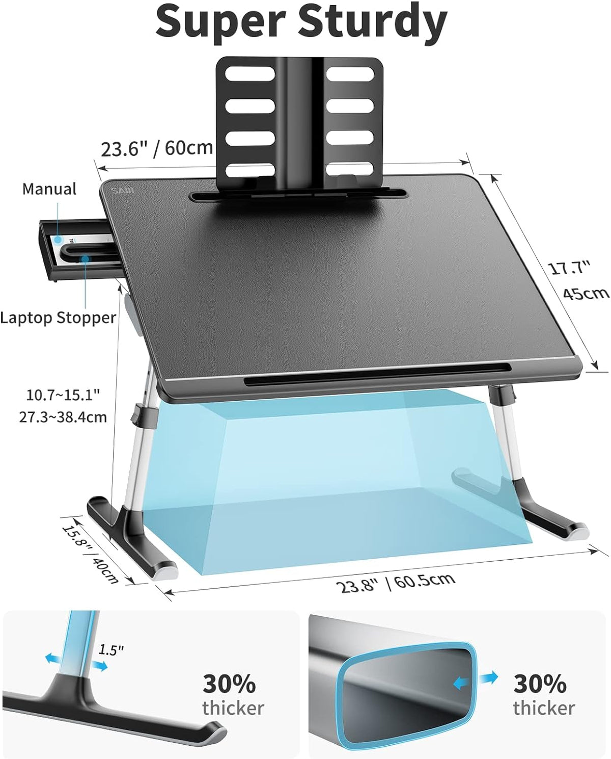Purilite Select Adjustable Laptop Bed Tray Desk - PuriLite