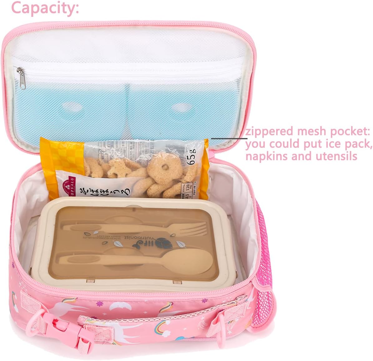 FlowFly Kids Lunch Box Insulated Soft Bag Mini Cooler Back to School Thermal Meal Tote Kit for Girls, Boys, Black - PuriLite