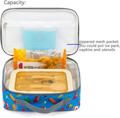 FlowFly Kids Lunch Box Insulated Soft Bag Mini Cooler Back to School Thermal Meal Tote Kit for Girls, Boys, Black - PuriLite