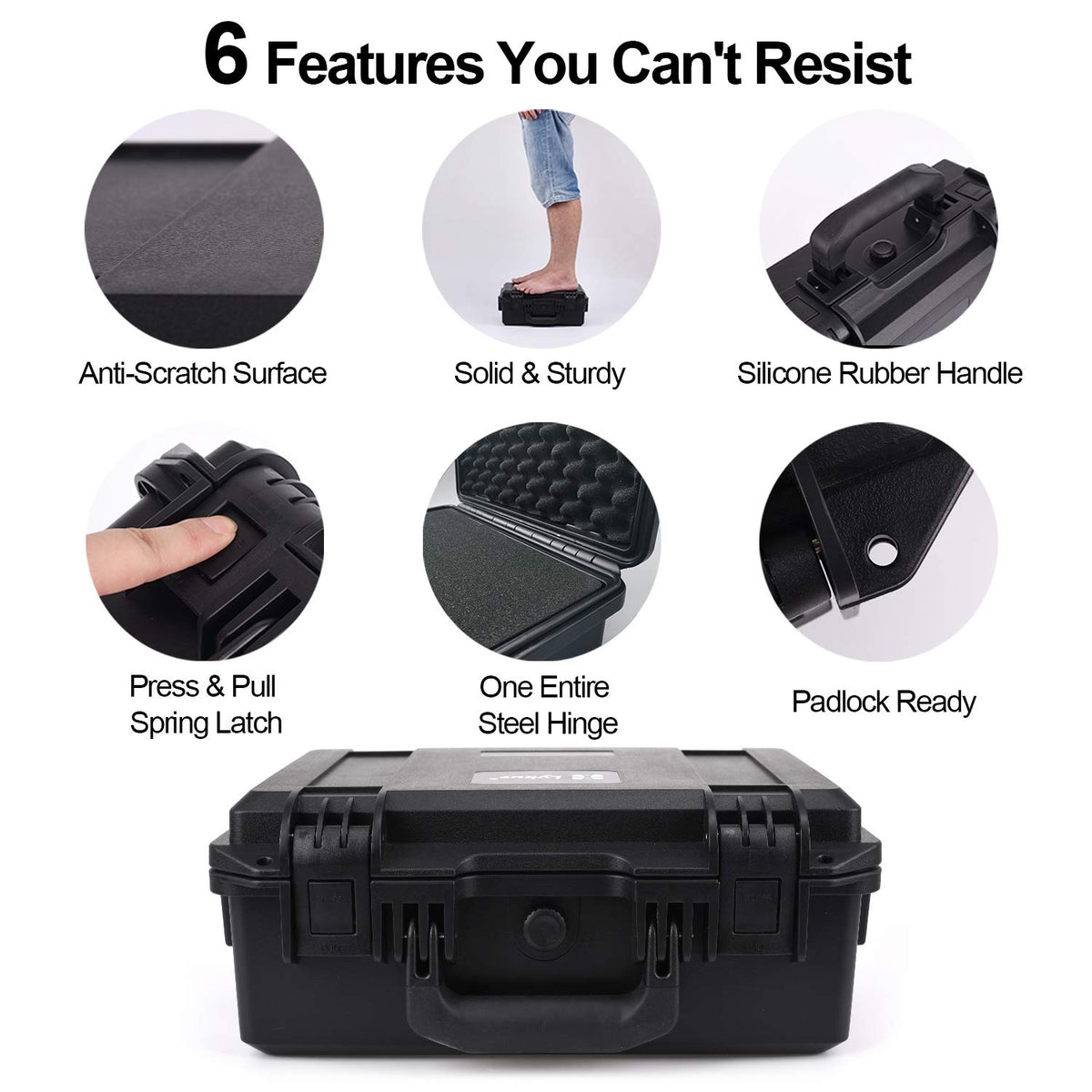 Lykus HC-3810 Waterproof Hard Case with Customizable Foam Insert, Interior Size 38x28x13.5cm, Suitable for Camera, Lens, Drone, mic, Flashlight, Telescope, Action cam, Electronics, Tools, and More - PuriLite