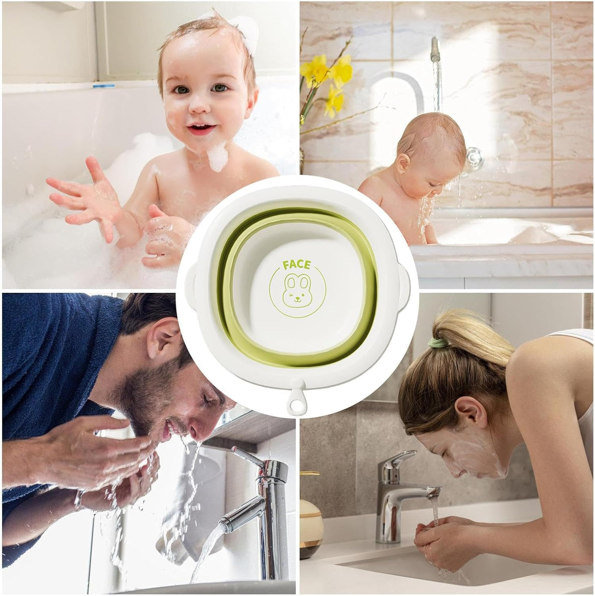 Baby Wash Basin - Hangable Hand Wash Basin Foldable Baby Bathtub - Non-Slip Foldable Wash Bin Bottle Wash Basin for Children - PuriLite