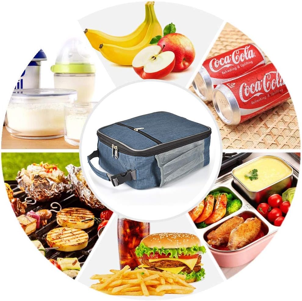 Insulated Lunch Bag, Leakproof Portable Lunch Box for Women Men Boys Girls, Large Capacity Cooler Bag with Handle and Bottle Pocket for Office School Camping Hiking Outdoor Beach Picnic (Black) - PuriLite
