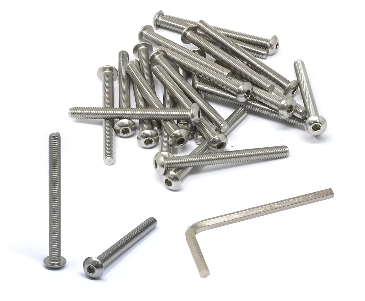 iexcell 50 Pcs M6 x 20mm Thread Pitch 1 mm Stainless Steel 304 Hex Socket Button Head Cap Screws Bolts Kit - PuriLite