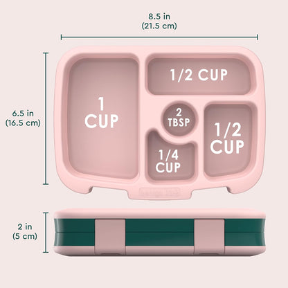 Bentgo Kids Prints Leak-Proof, 5-Compartment Bento-Style Kids Lunch Box - Ideal Portion Sizes for Ages 3-7, Durable, Drop-Proof, Dishwasher Safe, & Made with BPA-Free Materials (Green Rainbow) - PuriLite
