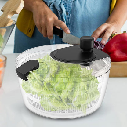 Manual Salad Spinner, Fruit Spinner and Strainer, Manual Lettuce Spinner with Secure Lid, Fruit Washer Spinner Bowl, Split Structure Lettuce Spinner with Bowl and Lid for Vegetable Fruit Dryer - PuriLite