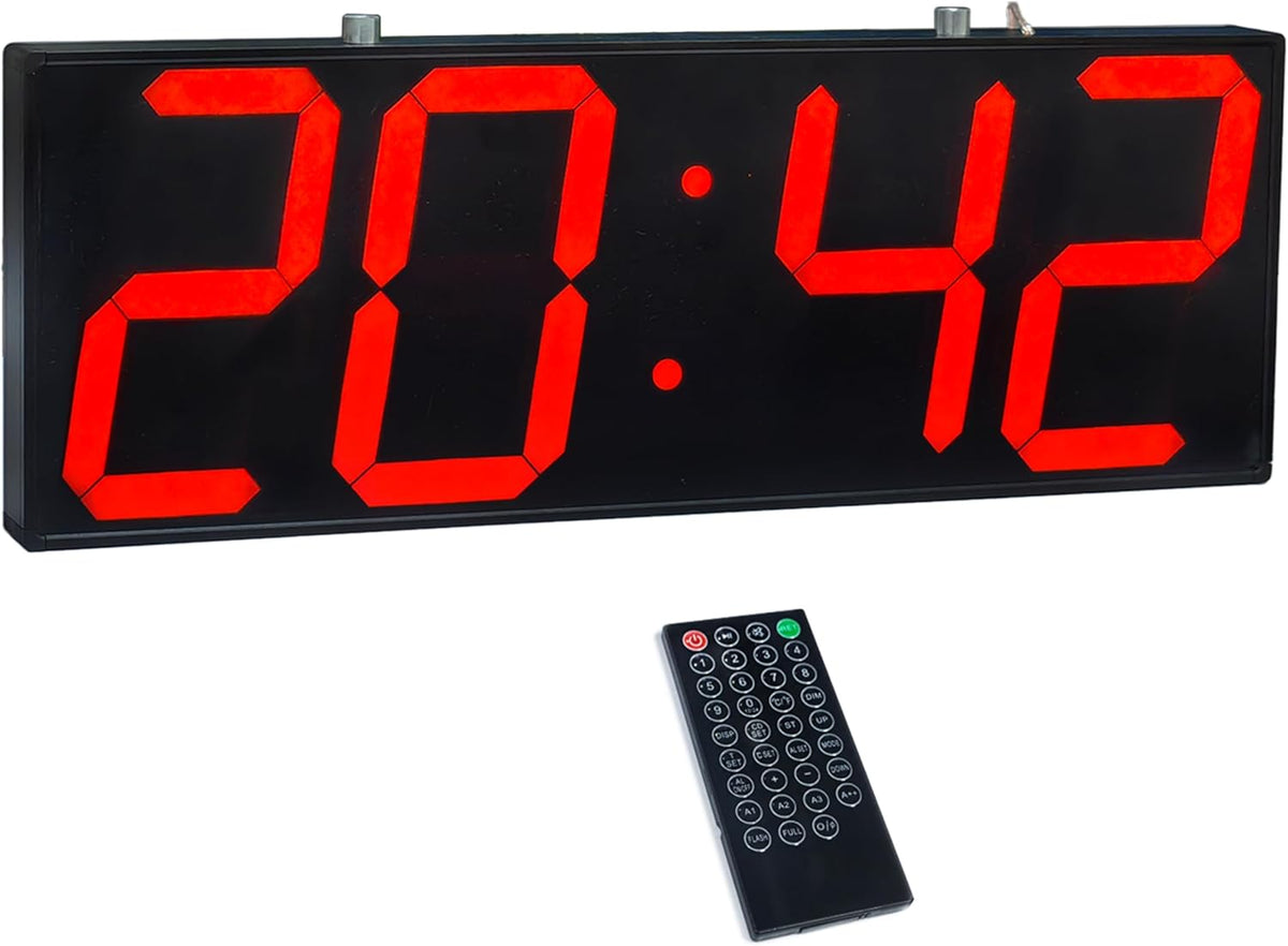 CHKOSDA Digital Wall Clock with Double Sided Display, Large Digital Clock with Timer,Alarm,Temperature and Date,Two Faced Hanging Wall Clock with 6''Number (White) - PuriLite