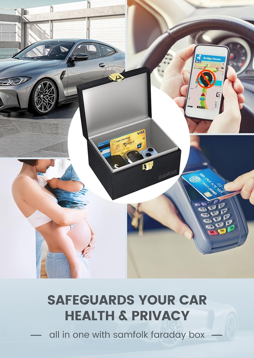 Samfolk Faraday Box with Faraday Pouchs, Faraday Box for Car Keys,RFID Key Fob Protector Anti-Theft Key Fob Box, Anti-Theft Cages for Car Keys, Phone and Credit Card - PuriLite