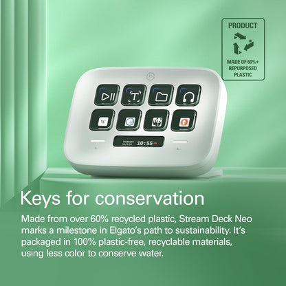 Elgato Stream Deck Neo – 8 Customizable Keys, 2 Touch Points, Speed Through Tasks & Workflows - Control Word, Excel, PowerPoint, Teams, Zoom, Spotify and more, Drag-’n-Drop Setup - Works with Mac & PC - PuriLite