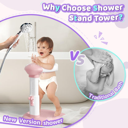 COOSEYA ® Baby Bathtub With Shower Stand Support|Anti-Pinch Soporte para Bañera de Bebé Adjustable Baby Shower Tower, Smart Water Flow Hug Tower for 6-36 Months, Ideal baby shower gifts - PuriLite