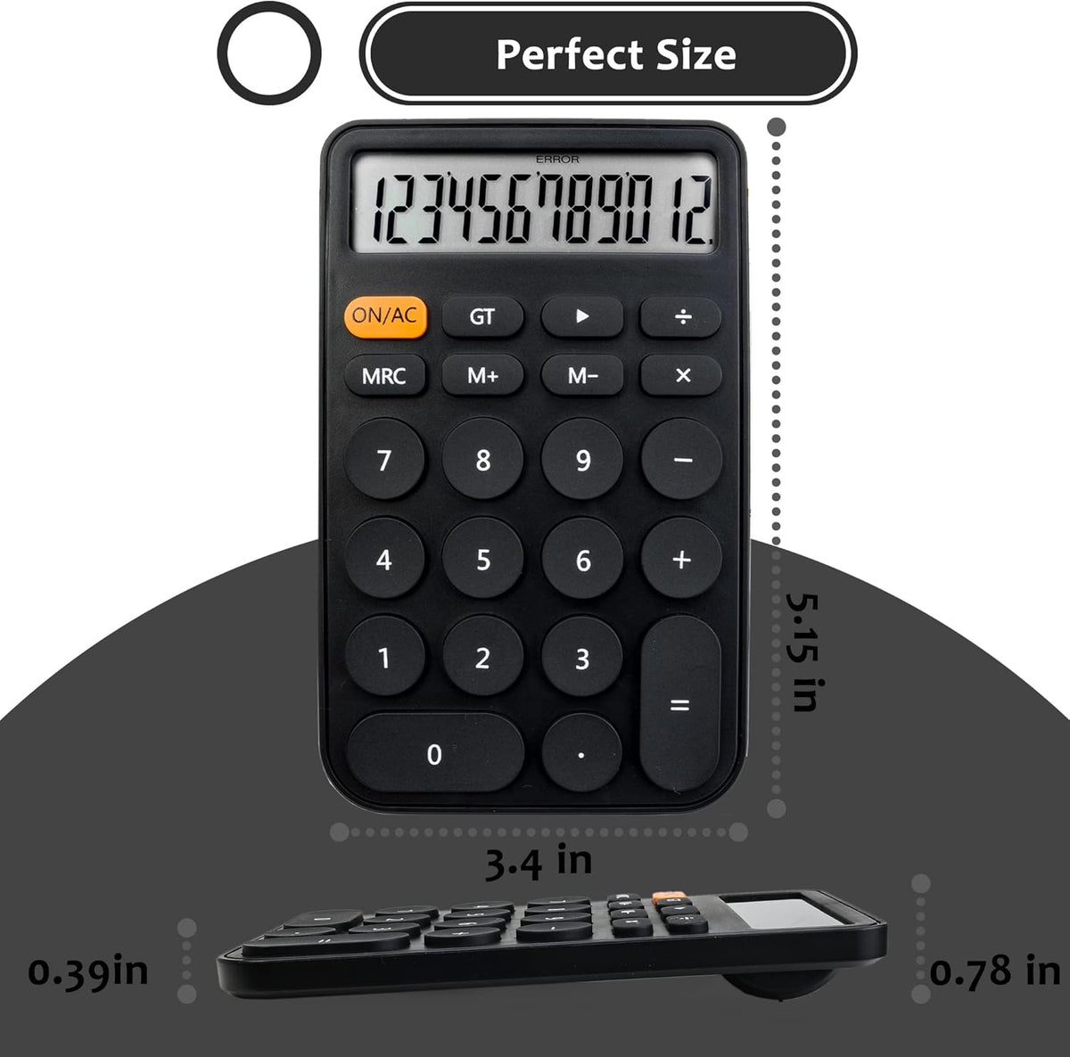 VEWINGL Mechanical Switch Calculator, 12 Digit Large LCD Display and Buttons, Great for Everyday Life and Basic Office Work, with Battery - PuriLite