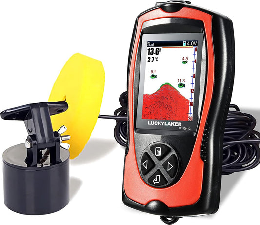 LUCKYLAKER Portable Display Fish Finder Boat Handheld Transducer Fish Finders Kayak Water Sensor Depth Finder LCD Wired Cable Ice Sea Fishing - PuriLite